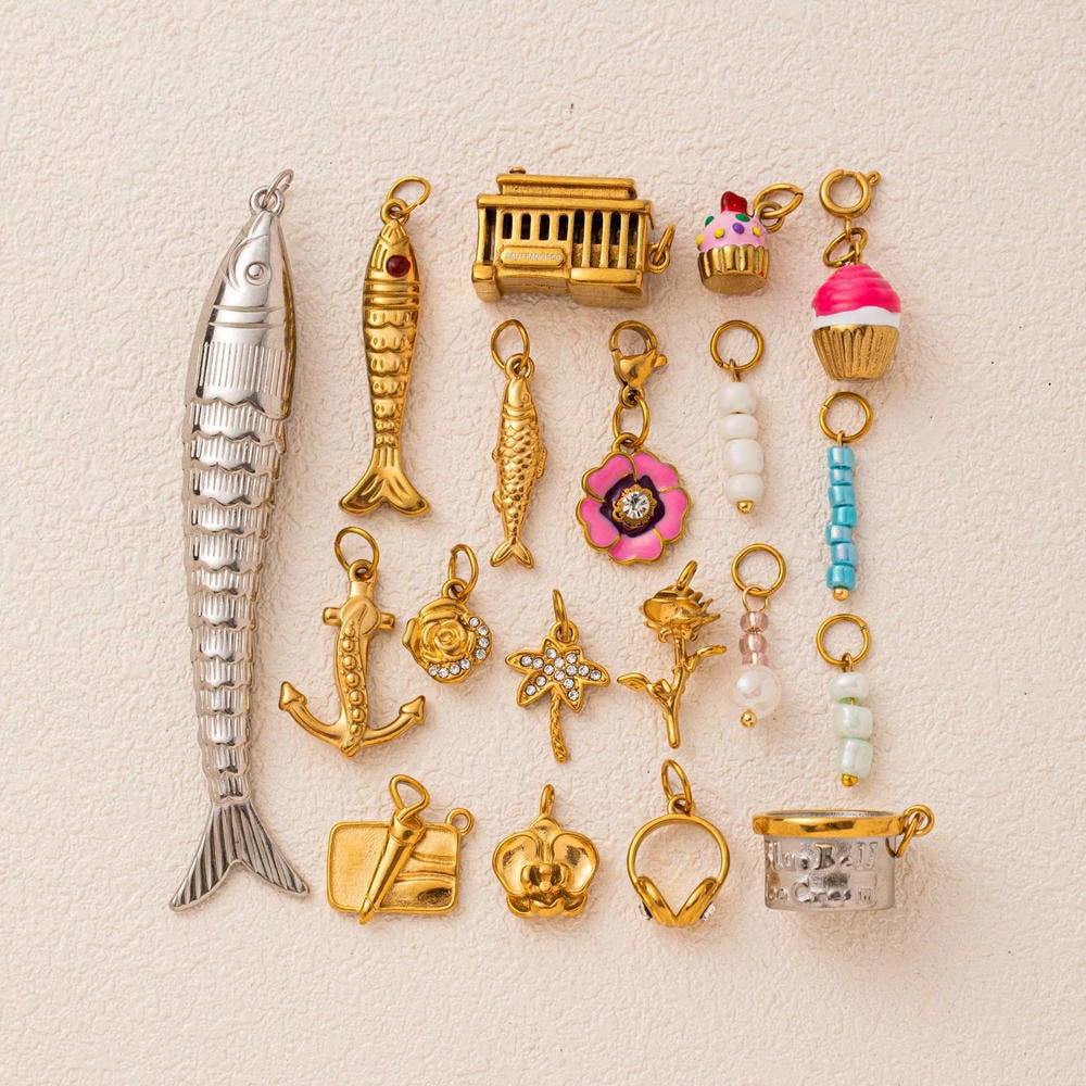 18K Gold Shoe Charm Stainless Steel DIY JX26041237GK