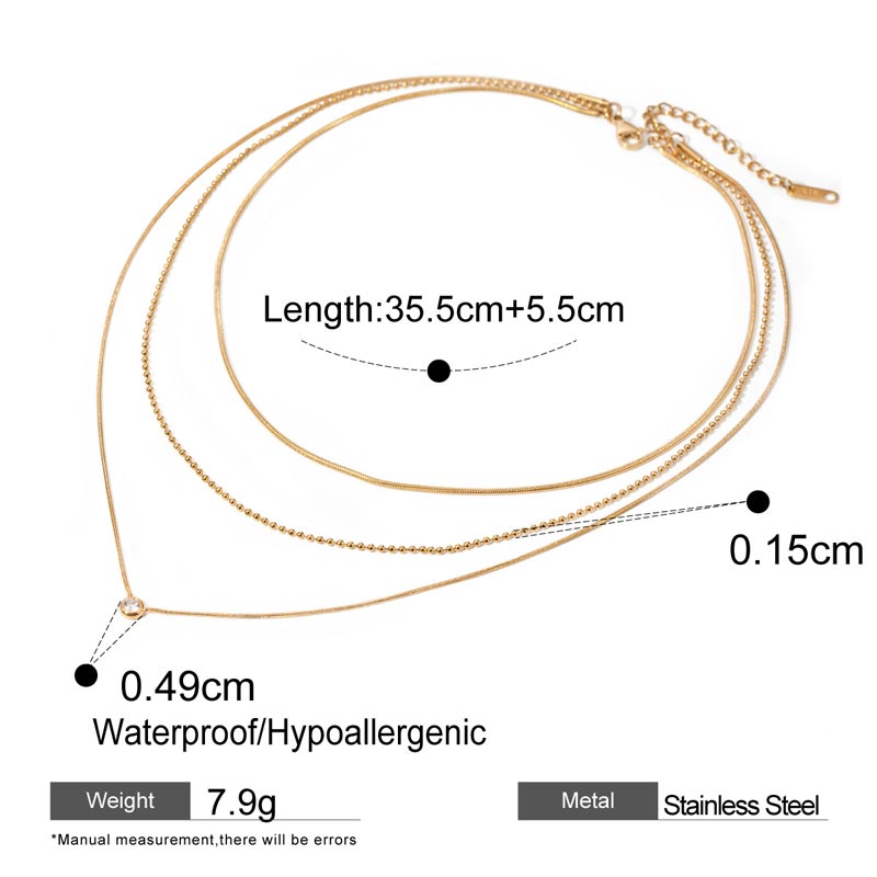 Gold Plated Multi Strand Chain Necklace