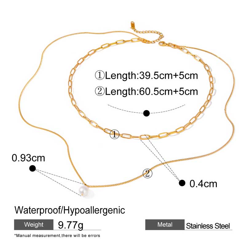 Paperclip Pearl 2 Layer Necklace