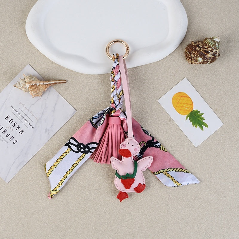 Lucky Duck Keychain | Fashion Leather Tassel Bag Charm Gift