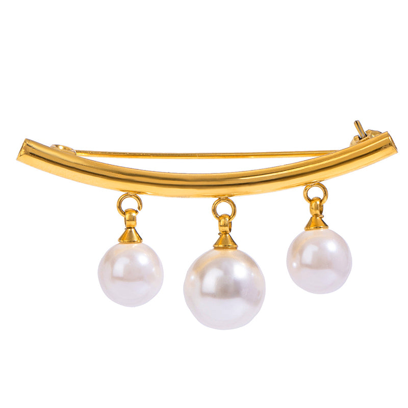 Pearl Pendant Brooch | Minimalist Adjustable Bar Pin Women