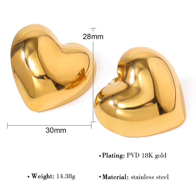 Puffs Heart Stud Earring JSE010184