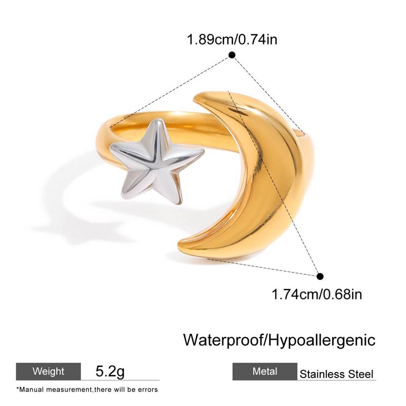 Moon And Star Open Ring