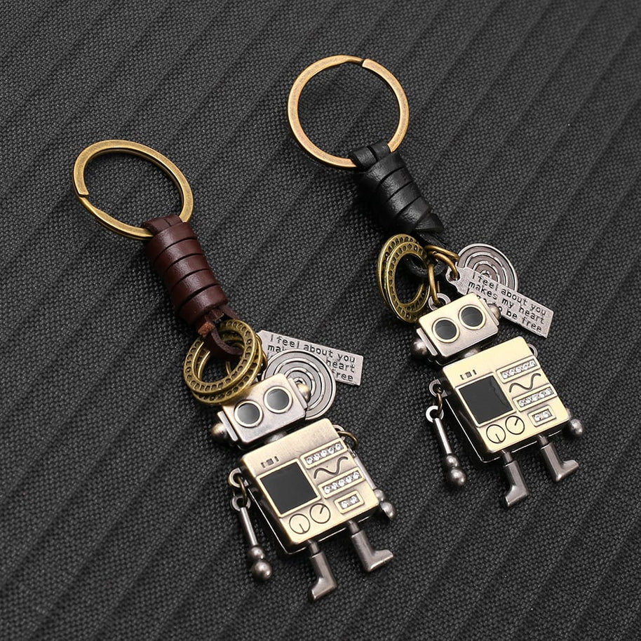 Robot Leather Keychain | Braid Bag Charm | Creative Gift