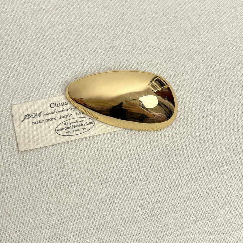 Modern Egg Drop Brooch | Polished Metal Lapel Pin for Blazer