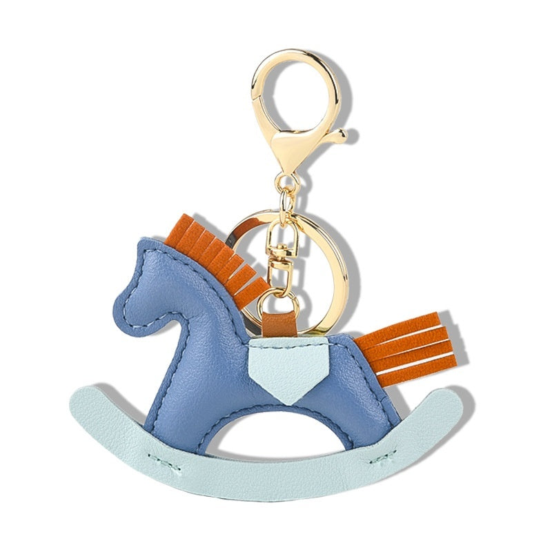 Cartoon Rocking Horse Charm | Lovely Leather Keychain Decor