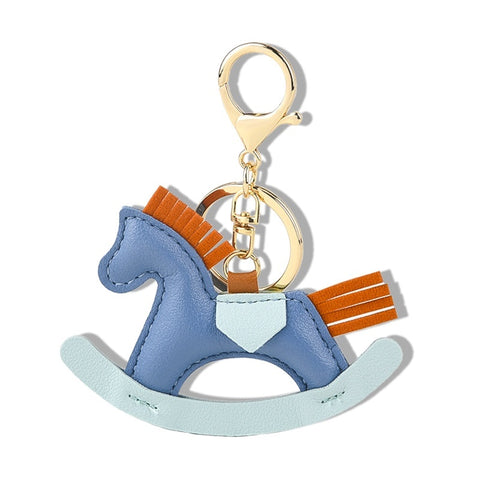 Cartoon Rocking Horse Charm | Lovely Leather Keychain Decor