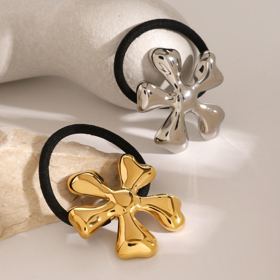 Flower Hair Tie Stainless Steel Scrunchie JXH2406017
