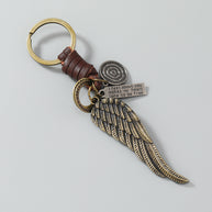 Wing Pendant Keychain | Handmade Vintage Braid Leather