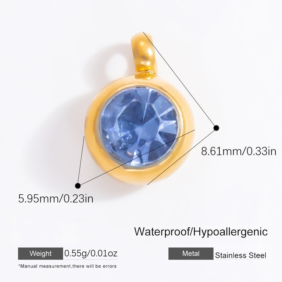 6mm Birthstone Single Pendant Steel Necklace Charm JXPJ91627A