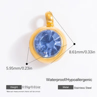 6mm Birthstone Single Pendant Steel Necklace Charm JXPJ91627A