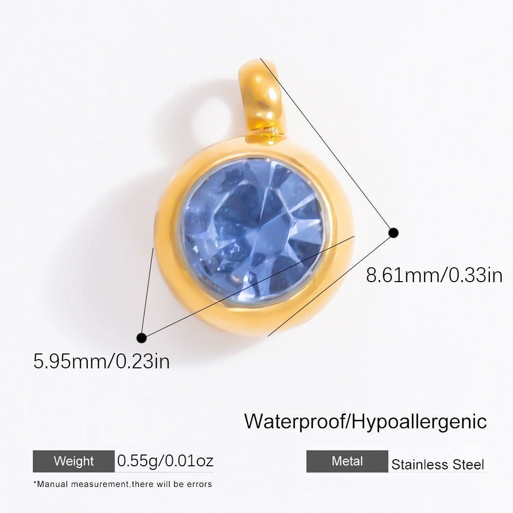 6mm Birthstone Single Pendant Steel Necklace Charm JXPJ91627A