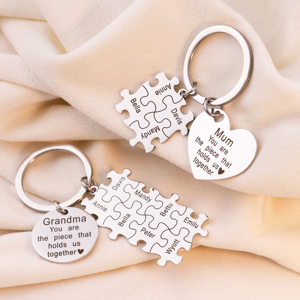 Heart Puzzle Keychain | Engrave Steel | Mother's Day