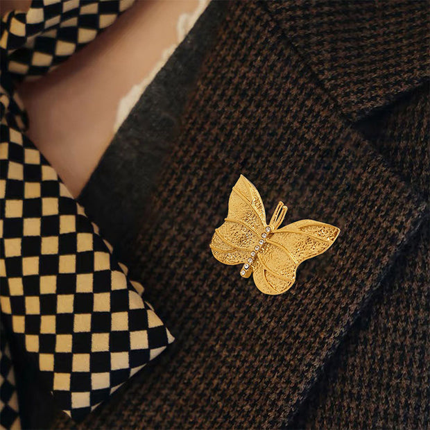 Stainless Steel Butterfly Brooch | Elegant Pin for Women