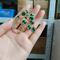 Peacock Brooch | French Green Crystal Pin | Vintage Luxury