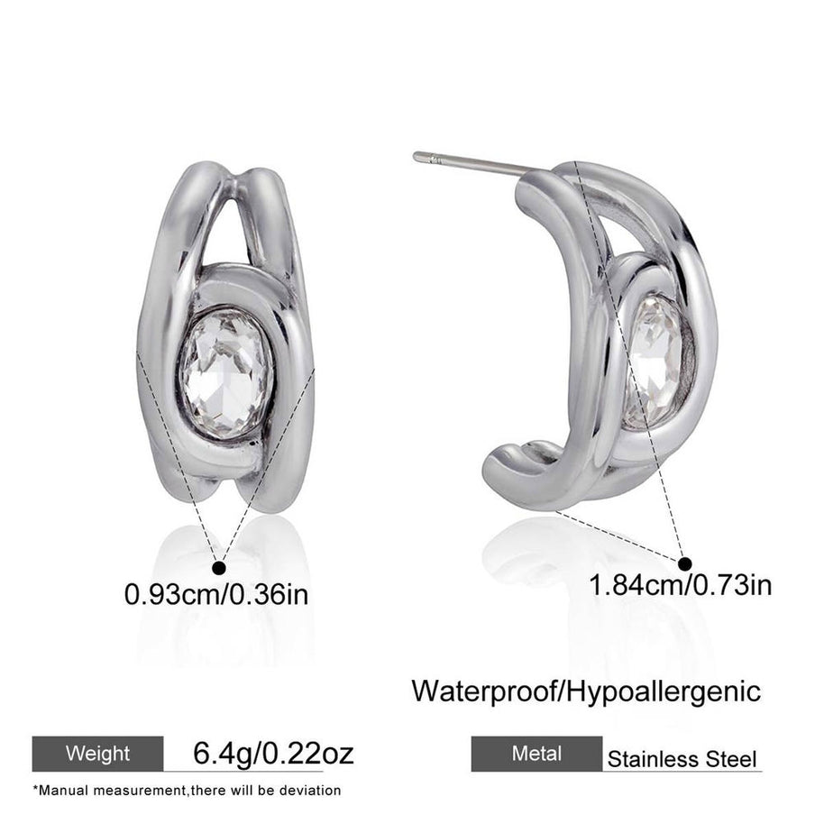 Zircon Earrings | Clip-On Stainless Steel | Luxury Women's