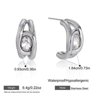 Zircon Earrings | Clip-On Stainless Steel | Luxury Women's