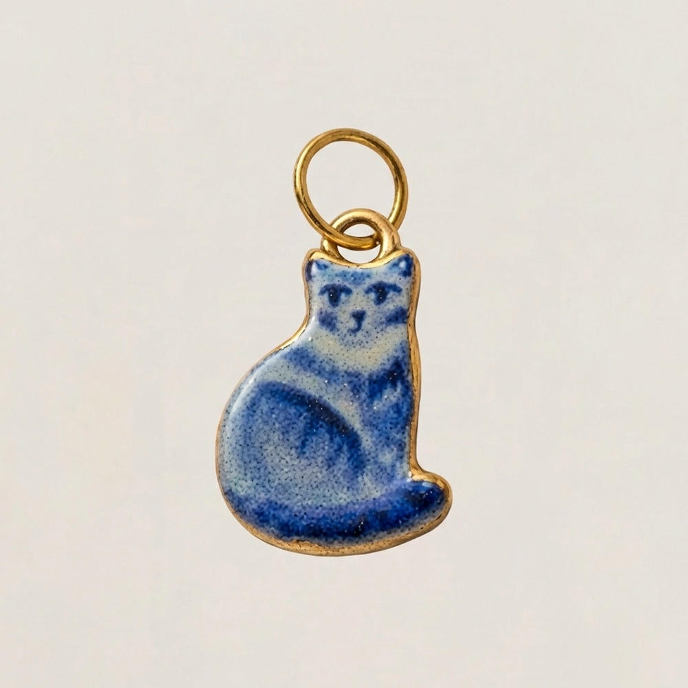 Cute Cat Ceramic Enamel Pendant Steel DIY Jewelry Wholesale