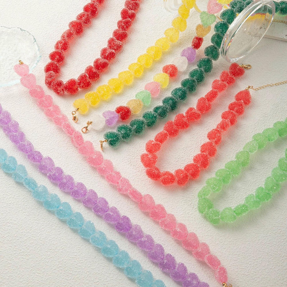Cute Candy-Colored Resin Sugar-Coated Heart Bag Chain Pendant