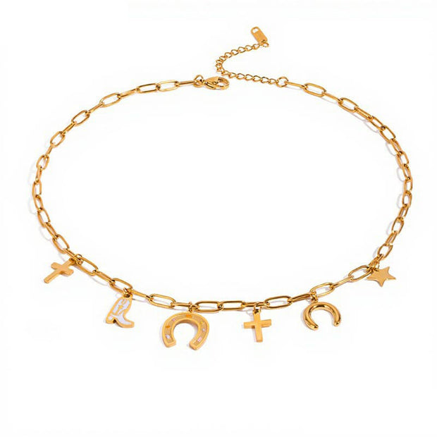 Multiple Charm Necklace Chain JXNW2409047