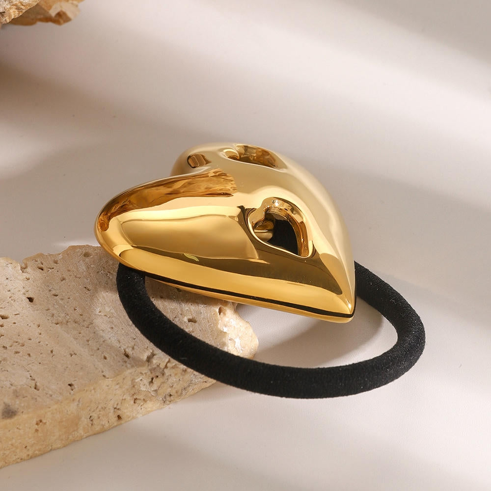Heart Hair Tie Stainless Steel Scrunchie JXH2408008