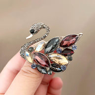 Gemstone Swan Brooch | Vintage Rhinestone Pin | Women's Gift