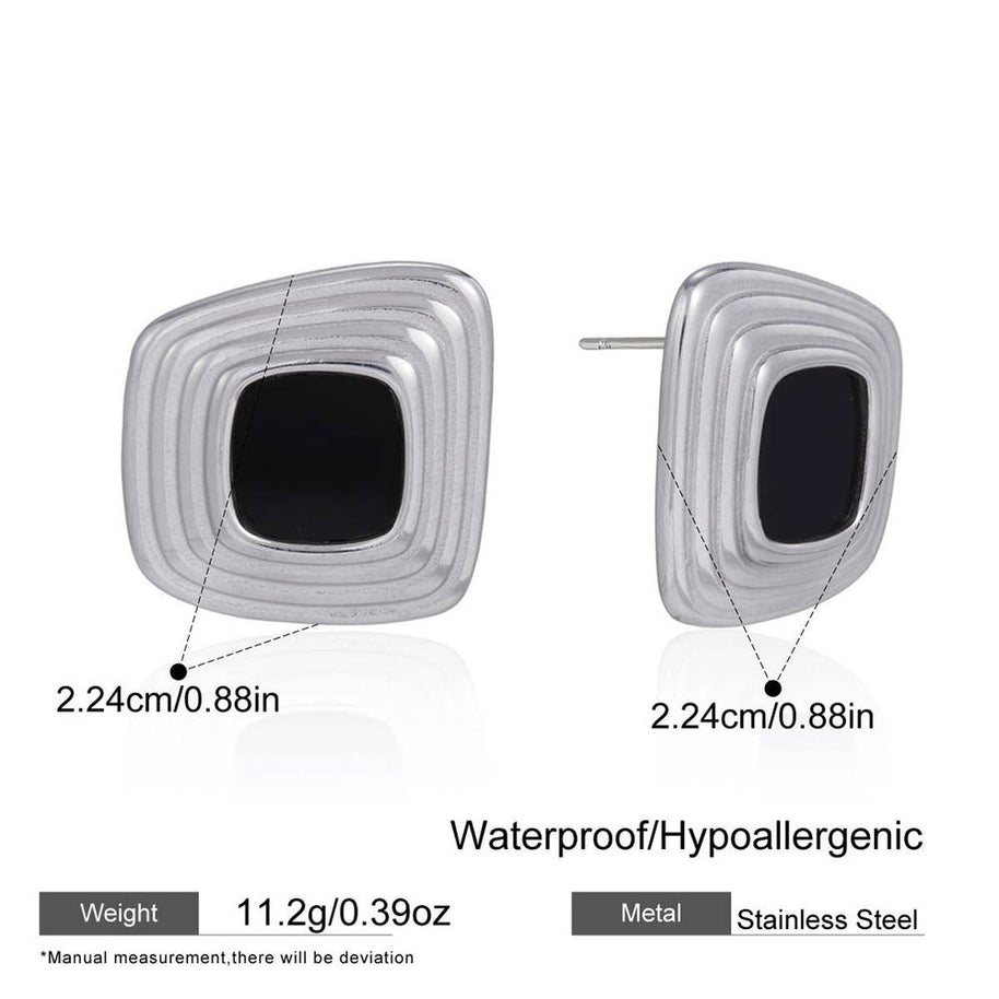 Black Enamel Earring | Stainless Steel Drop | Luxury Women's