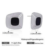 Black Enamel Earring | Stainless Steel Drop | Luxury Women's