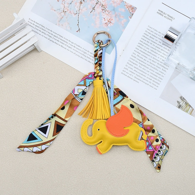 Dumbo Keychain | Cute Leather Tassel Scarf Bag Charm