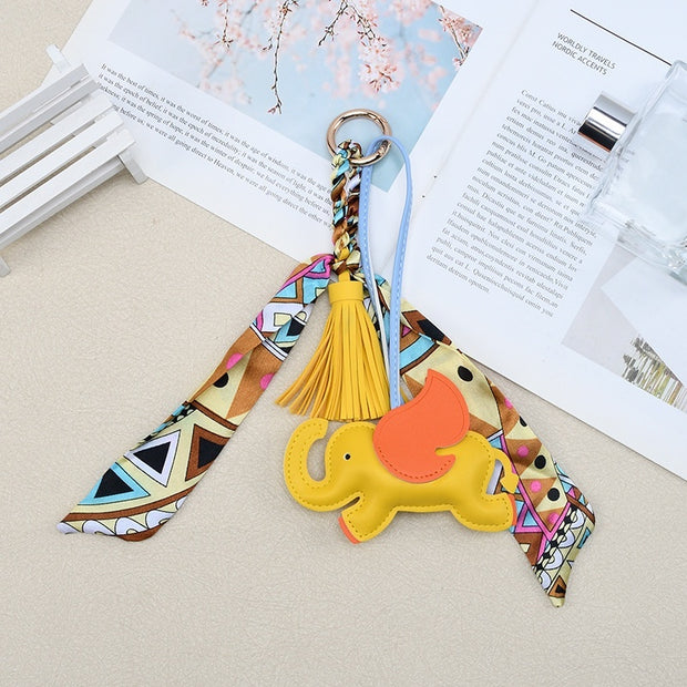Dumbo Keychain | Cute Leather Tassel Scarf Bag Charm