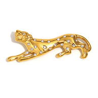 Powerful Panther Brooch | Stainless Steel Inlaid Zircon