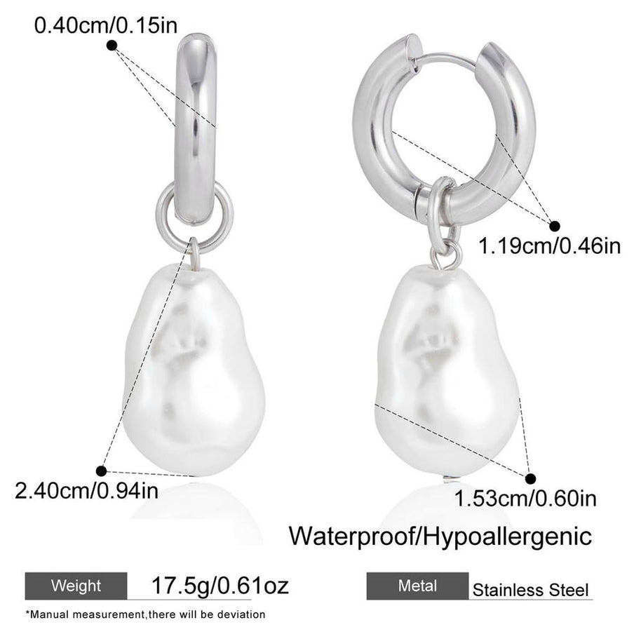 Pearl Earrings | Stainless Steel Drop | Autumn Winter Luxury