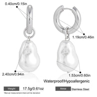 Pearl Earrings | Stainless Steel Drop | Autumn Winter Luxury