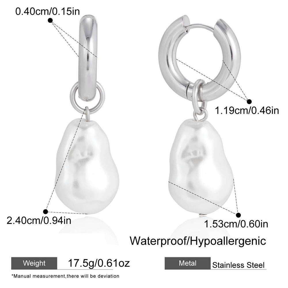 Pearl Earrings | Stainless Steel Drop | Autumn Winter Luxury