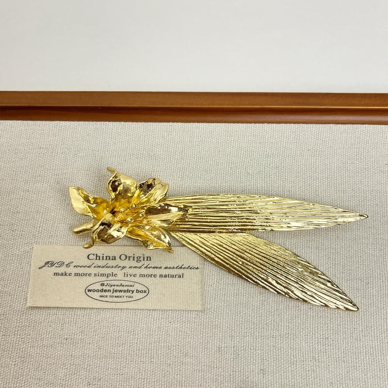 Oversized Iris Brooch | Metal Leaf Statement Pin for Coats