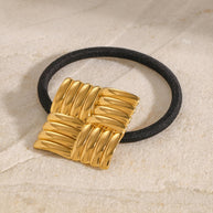 Stripe Hair Tie Stainless Steel Ponytail JXHW2407022