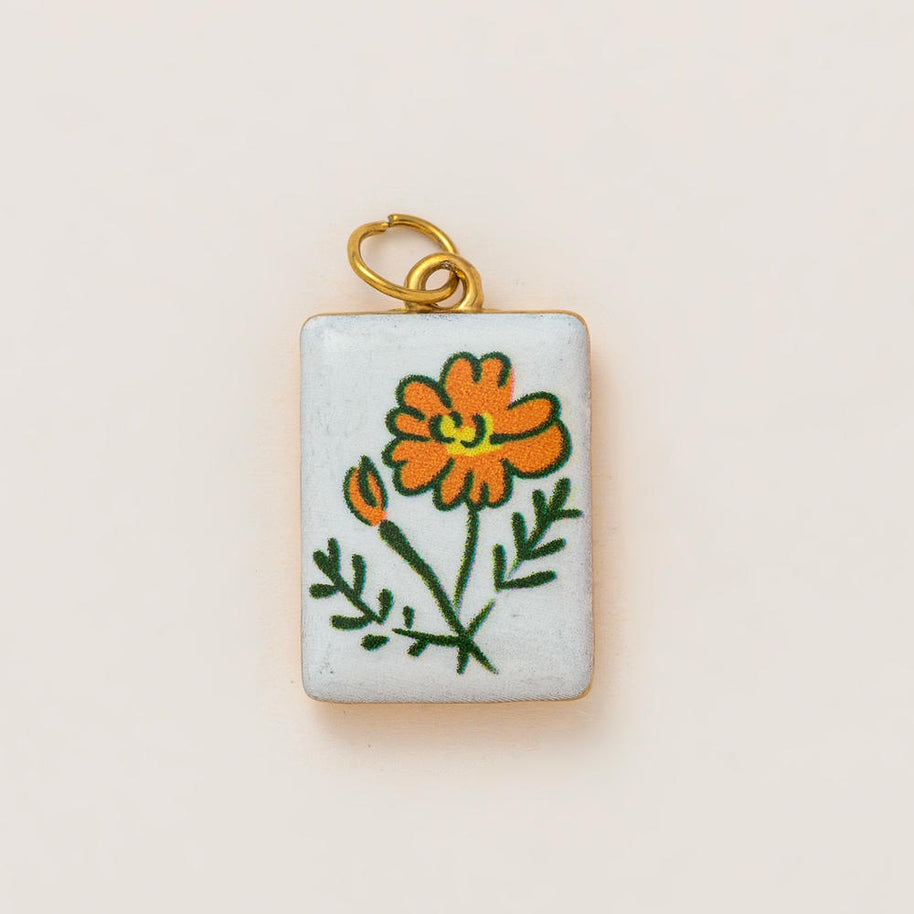 DIY Flower Grass Pendant Heart Print Colorful Charm JX252601S