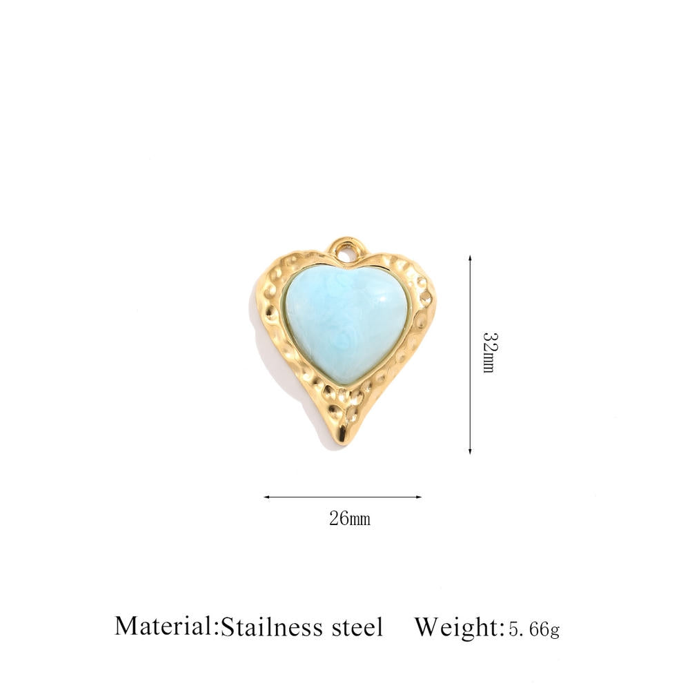 Luxury Style Heart Earrings Pendant Steel 18K Gold Plated