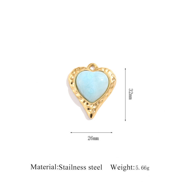 Luxury Style Heart Earrings Pendant Steel 18K Gold Plated