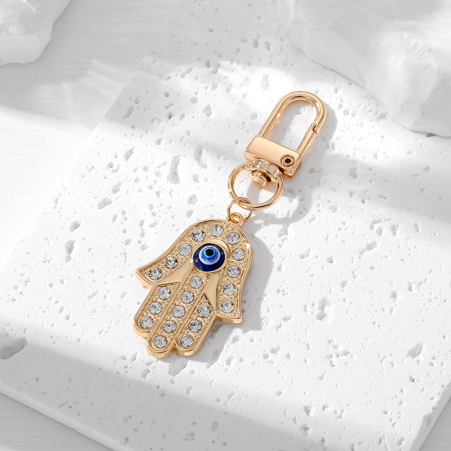 Rhinestones Hamsa Keychain | Evil Eye Heart | Vintage