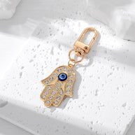 Rhinestones Hamsa Keychain | Evil Eye Heart | Vintage