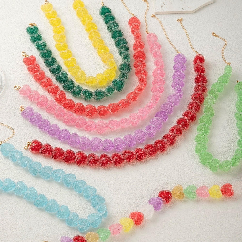 Cute Candy-Colored Resin Sugar-Coated Heart Bag Chain Pendant