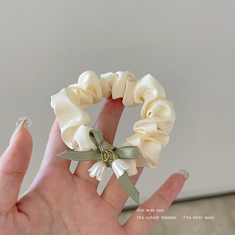 Cream Satin Pearl Hair Tie JMXDH7610-66