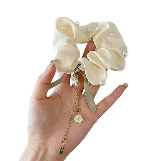 Cream Satin Pearl Hair Tie JMXDH7610-66