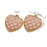 European Vintage Dragon Scale Heart Pendant Steel 18K Gold