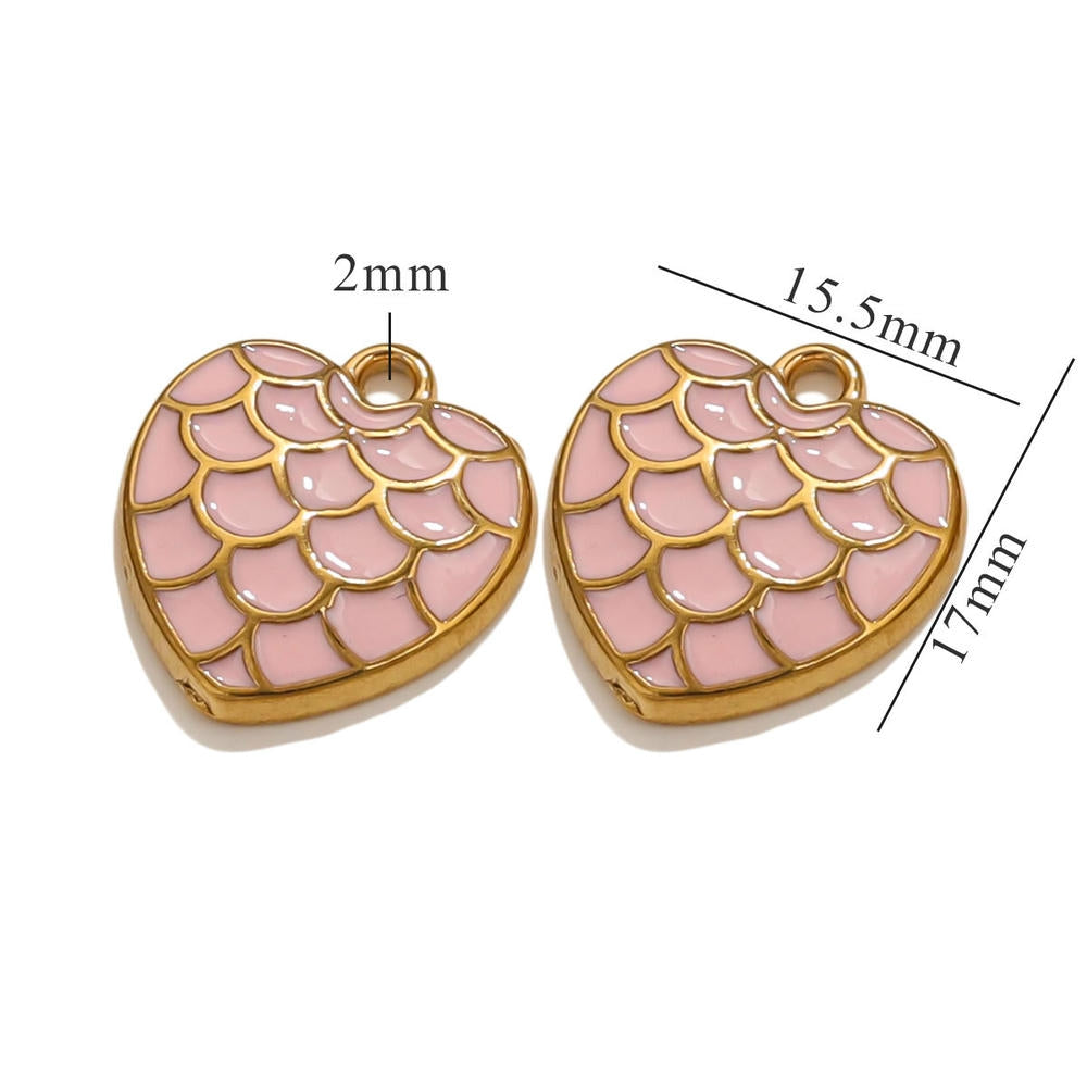 European Vintage Dragon Scale Heart Pendant Steel 18K Gold