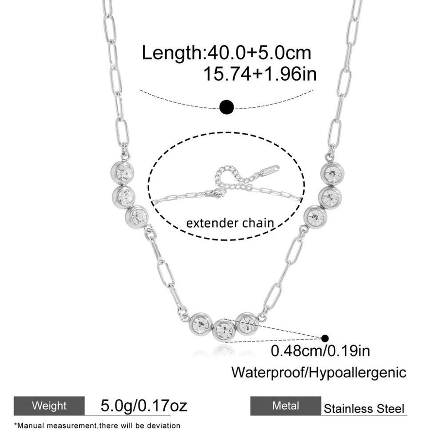 Zircon Pendant Necklace | Collarbone Chain | Stainless Steel