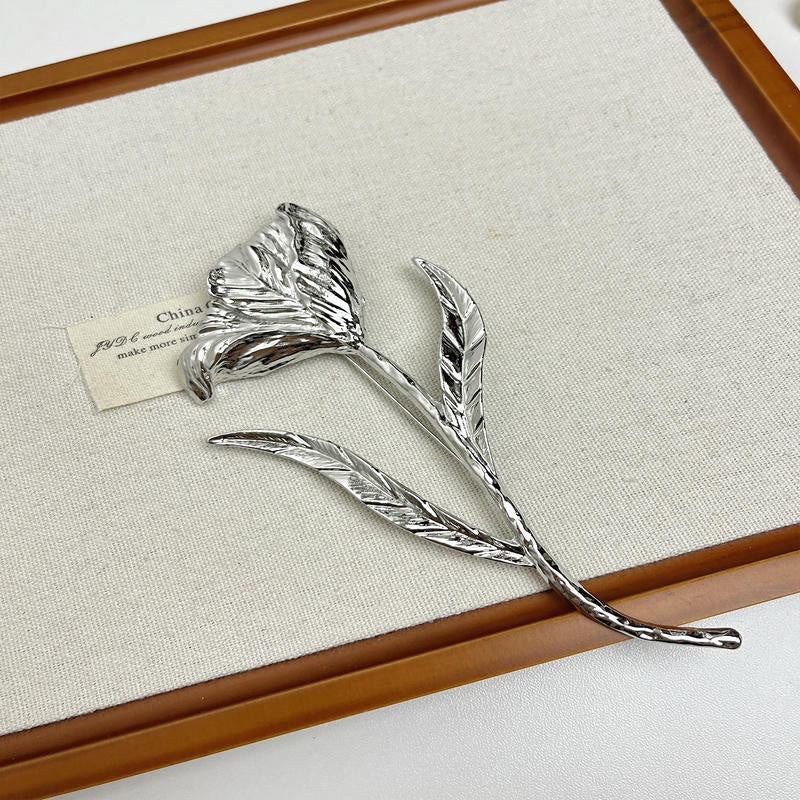 Oversized Metal Leaf Brooch | Artisan Heavy Duty Lapel Pin