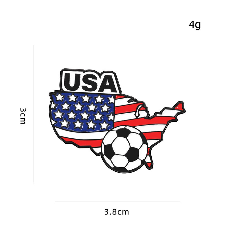 Soccer Brooch Pin | USA Flag Football Badge | World Cup Gift