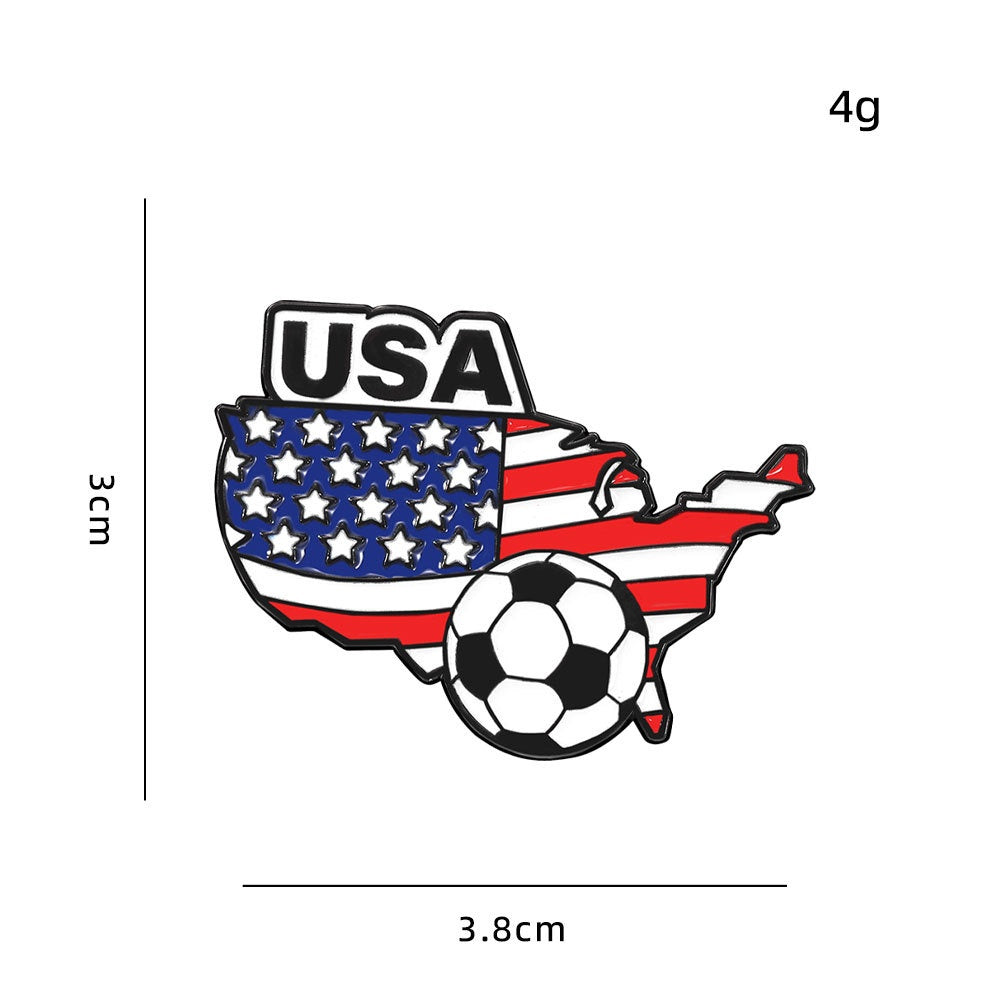 Soccer Brooch Pin | USA Flag Football Badge | World Cup Gift